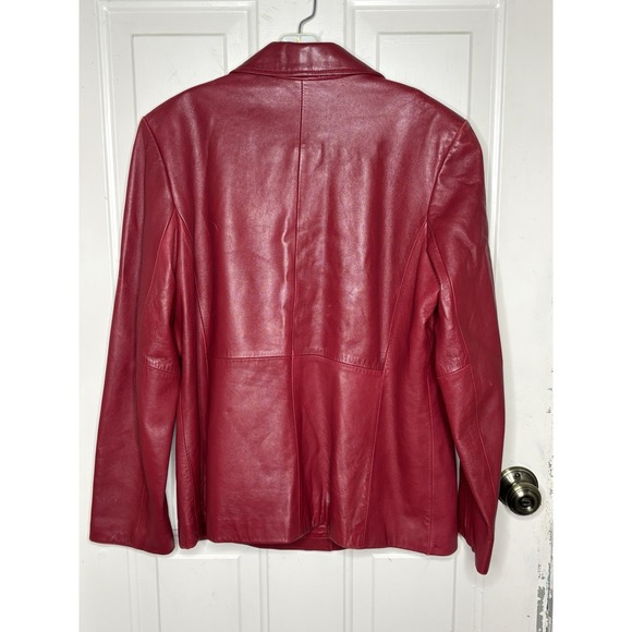 VTG Siena Red Leather Jacket Womens 16 Blazer Lined Soft Genuine Leather Coat - Picture 6 of 10